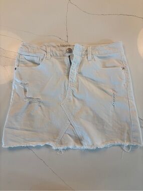 Hippie Rose White Distressed Denim Mini Skirt